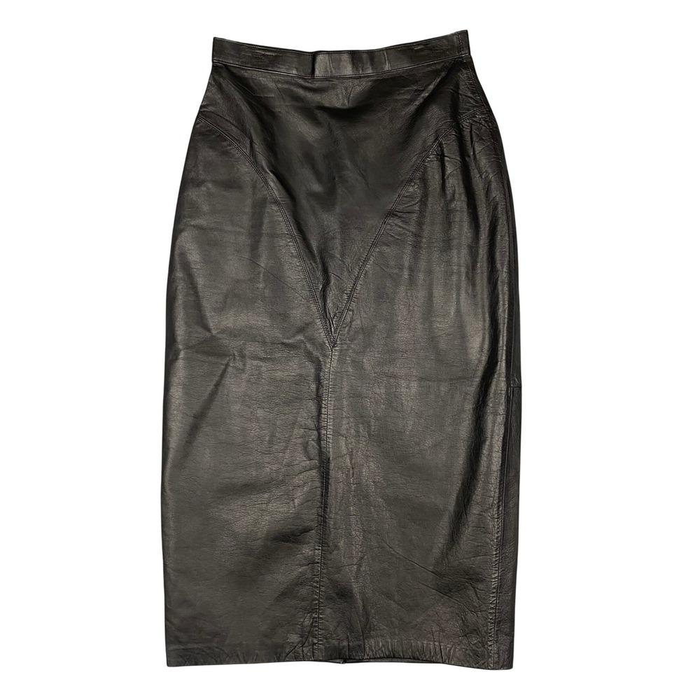 G-III Leather Fashions Pencil Skirt Womens 7/8 Black High Waist Vintage Midi